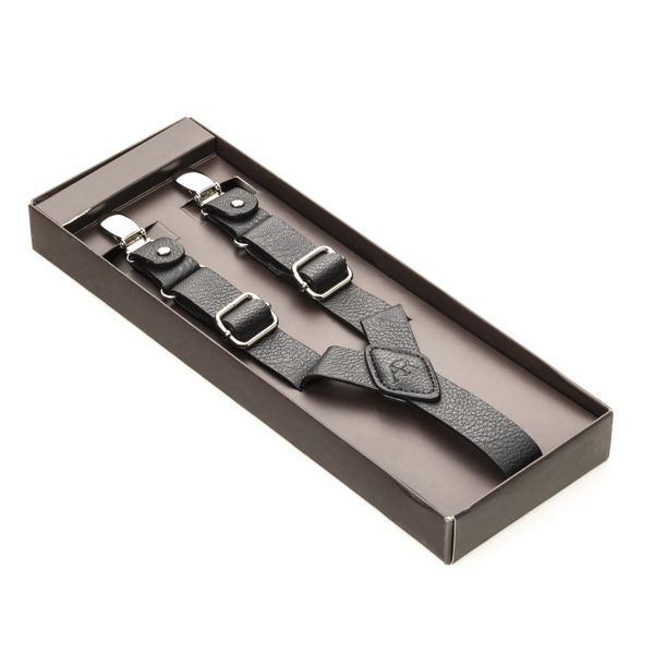 Black Leather Clip Suspenders image