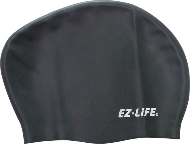 EZ-Life Long Hair Silicone Swim Cap - Black