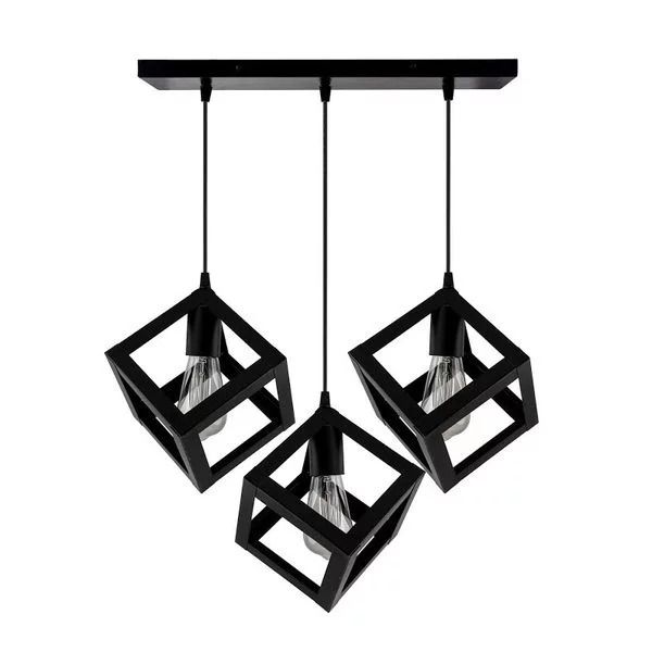 Mr. Universal LightingModern Pendant Triple Square Black Shop Today