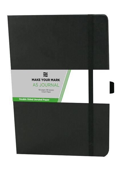 A5 192 Page Unruled Journal With Elastic Closure - Black