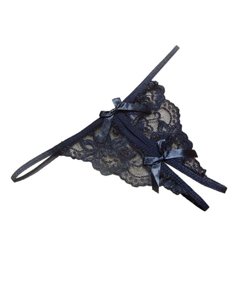 Talullah Suede, Antonia Negra, Black Lace Crotchless G-string Panty