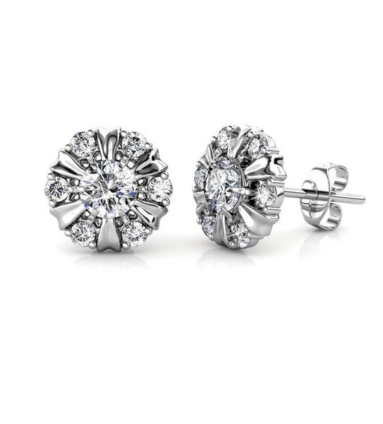 Destiny Sun Petal Earrings With Crystals From Swarovski