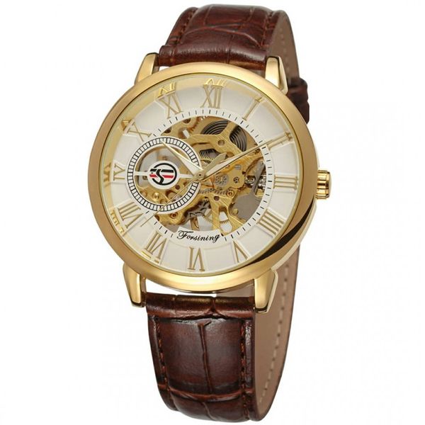 Men's Mechanical Skeleton Watch - Leather Strap