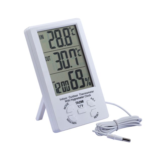 Digital LCD Indoor Outdoor Thermometer with Hygrometer Clock