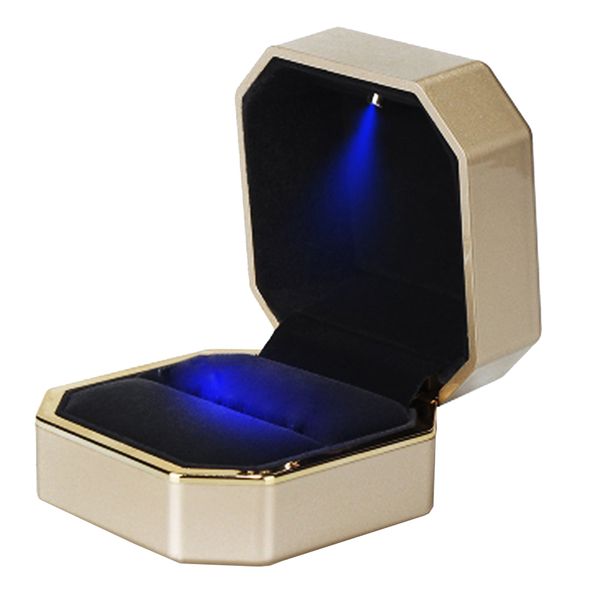 LED Light Ring Box Jewelry Gift Box - Gold