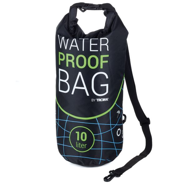 TROIKA Outdoor Bag WATERPROOF BAG IPX6 Grade 10 Litre Capacity Black