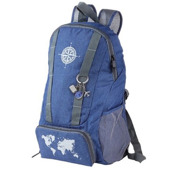 Troika Backpack and KeyringBackpack + Globetrotter set Dark Blue/Grey