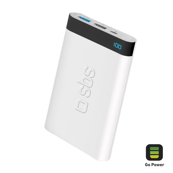 SBS Portable Power Bank with status LED - 5000 mAh - White