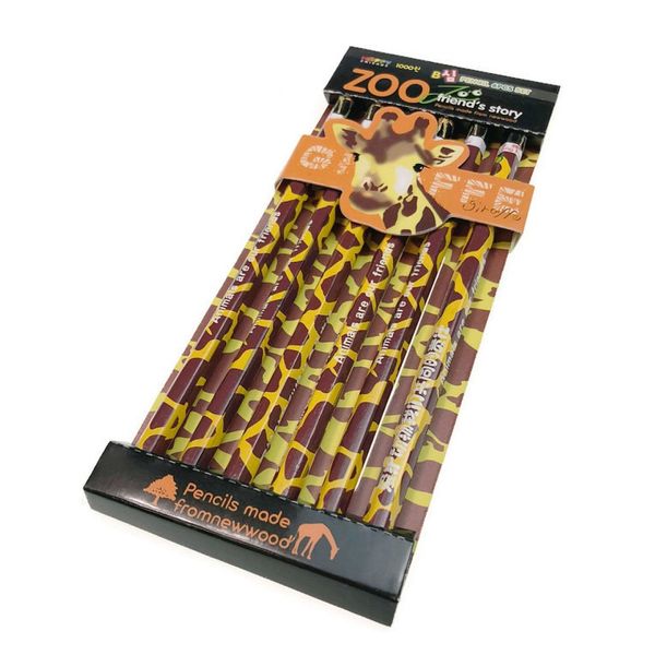 Pencil Novelty Animal Printed HB 6pcs Giraffe
