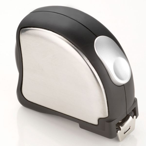 TROIKA Tape Measure with Stopper and Belt Clip ACCURATE Silver and Black