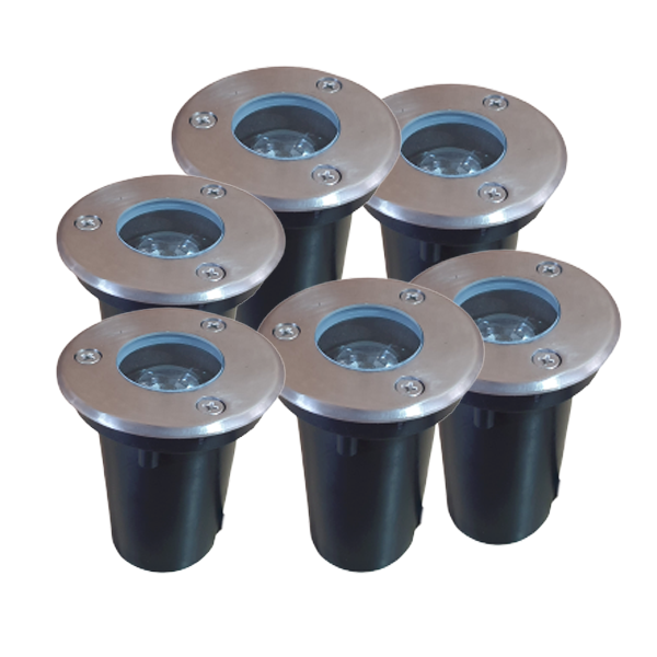 Round Ground Light - Decking Light - Waterproof Floor Light (6 Pack)