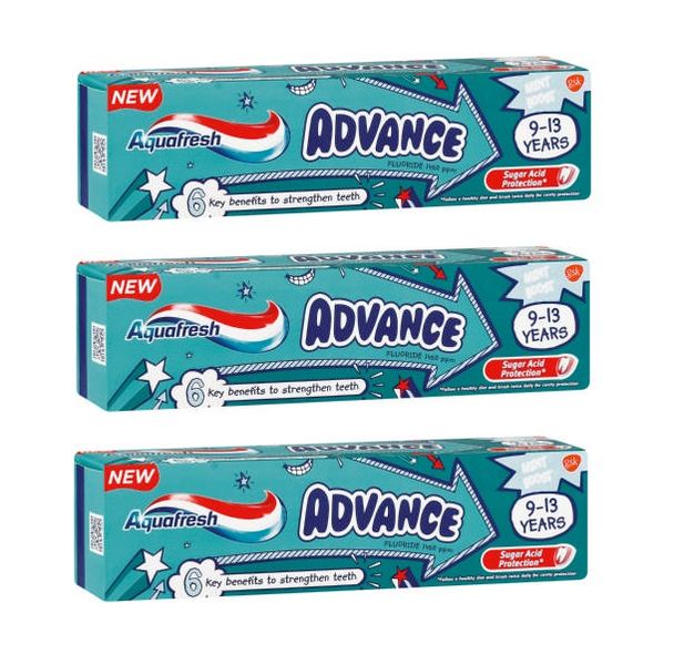 Aquafresh - Advance Kids Toothpaste for 9 - 13 Year olds (3 x 75ml)