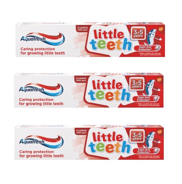 Aquafresh - Little Teeth Fluoride Toothpaste for 3 - 5 Year olds (3 x 50ml)