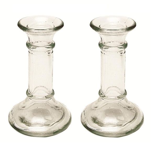 Clear Glass Candle Holder - 13,5cm x 2