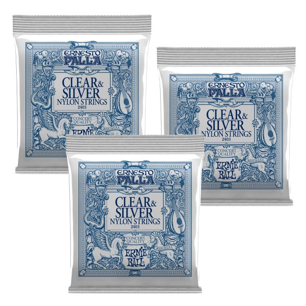 Ernie Ball 2403x3 - Clear and Silver Nylon Strings - Set of 3