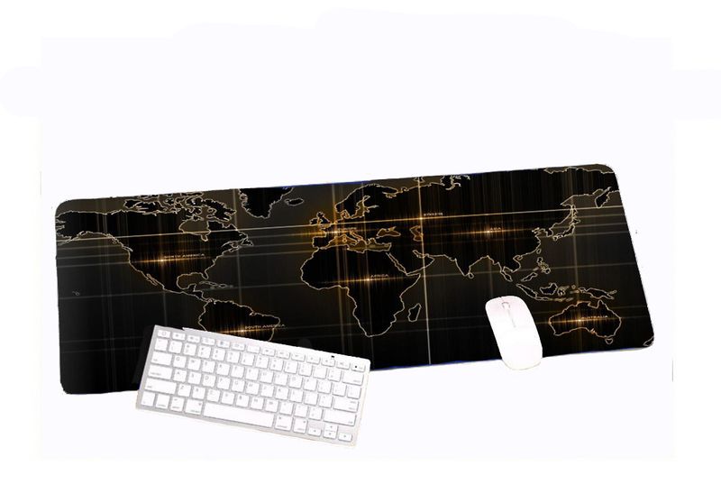 XXL Gaming Mouse Pad / Mouse Mat - World Map Print Black