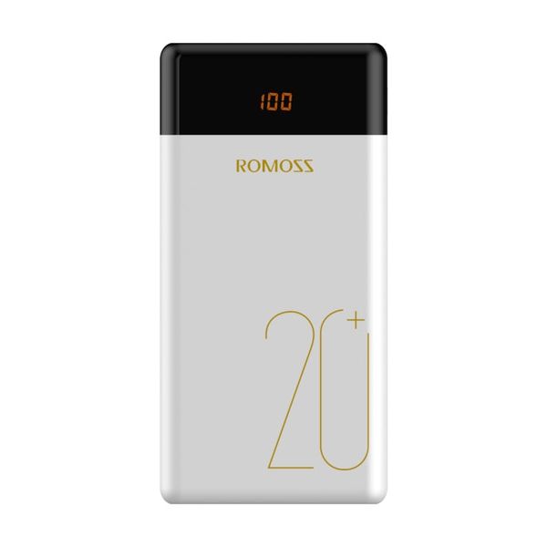 Romoss LT20 Pro 20000mAh Dual USB | Type-C Slim Power Bank - White
