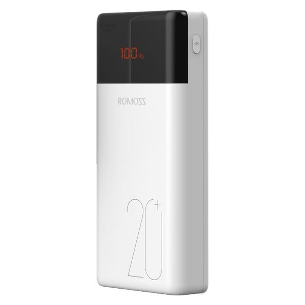 Romoss LT20PS+ 20000mAh Dual USB, Type-C &amp; Lightning Power Bank - White