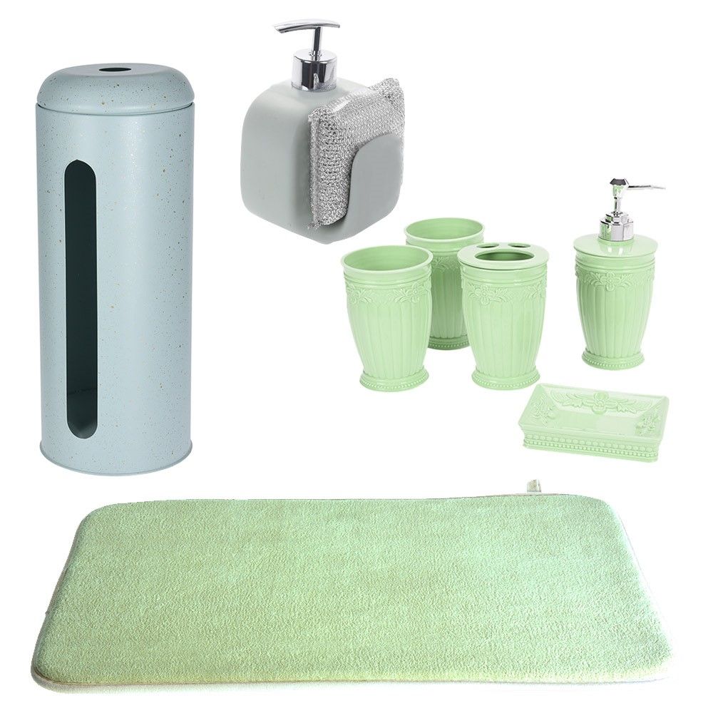 Eco Bathroom 5 Piece Set, Bath Mat, Toilet Roll Holder | Shop Today ...