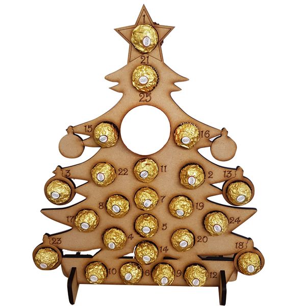 Wooden Advent Calendar With 24 Ferrero Rocher Chocolates