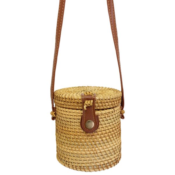 Blackcherry Straw Bucket Cross Body Bag