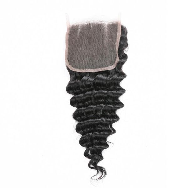 Blkt 8 inches Human Hair Deep Curl 4X4 Three Parts Closure