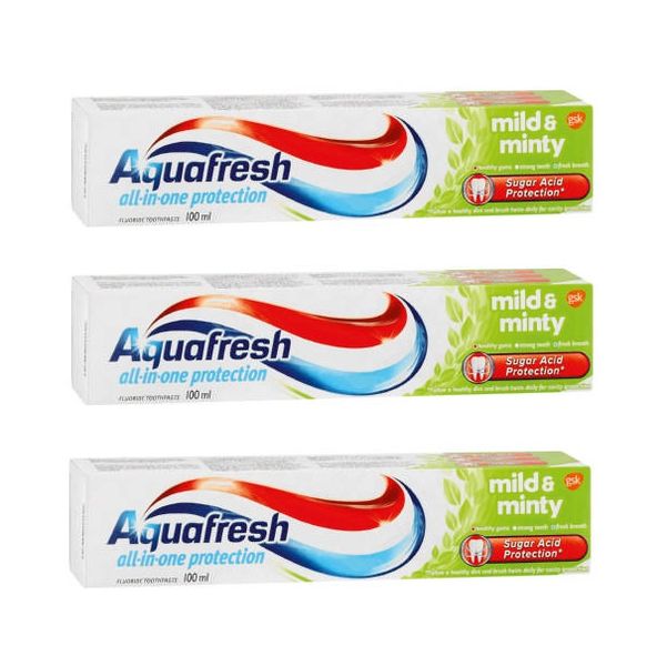 Aquafresh - All-In-One Fluoride Toothpaste Mild &amp; Minty (3 x 100ml)