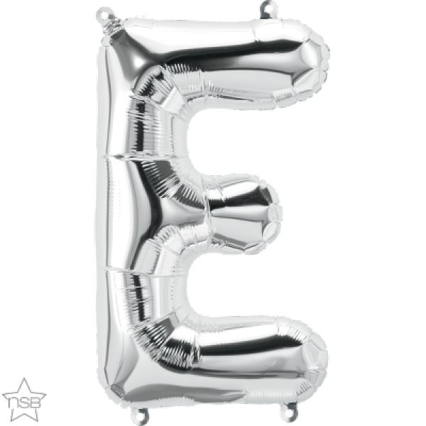 16 Inch Foil Silver Balloon Letter E - 1pack