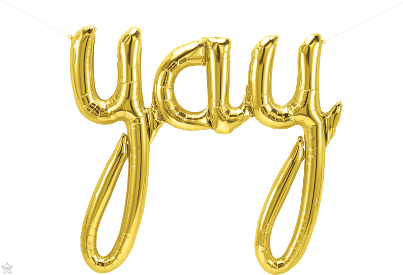 33 Inch Balloon- Foil Yay Script Gold 1pack