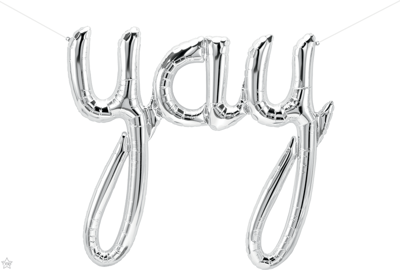 33 Inch Balloon- Foil Yay Script Silver 1pack