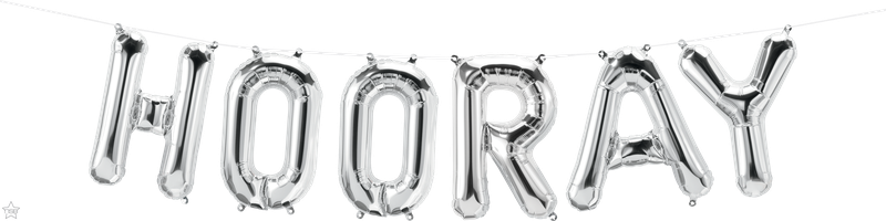 16 Inch Foil Balloon- Hooray Silver Kit 1pack