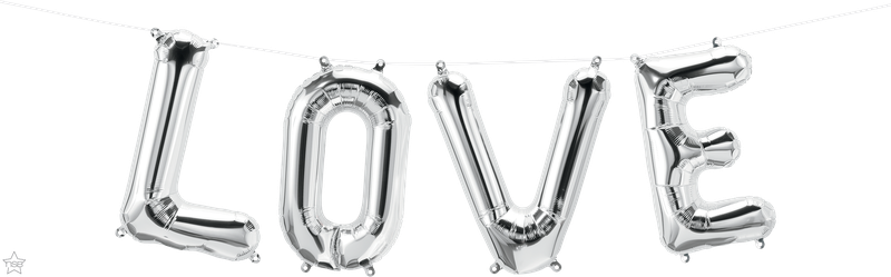 16 Inch Foil Balloon- Love Silver Kit 1pack