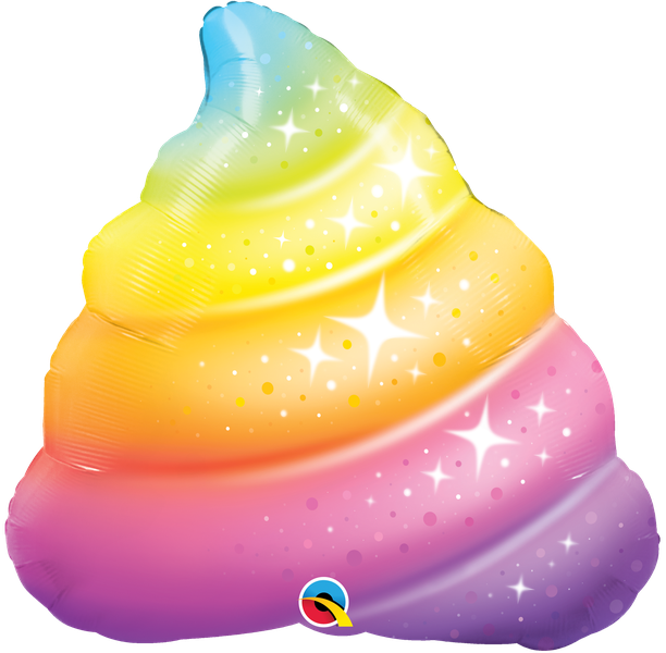 30 Inch Foil Rainbow Poop Sparkles Balloon 1pack