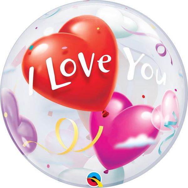 22 Inch Single Bubble Balloon - I Love You Heart 1 Pack