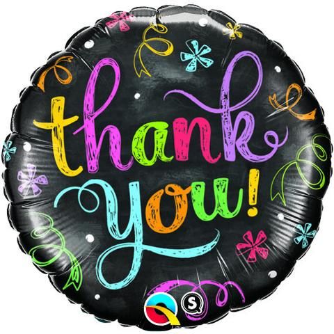 Qualatex 18 Inch Foil Round Thank You Chalkboard Balloon 1pack
