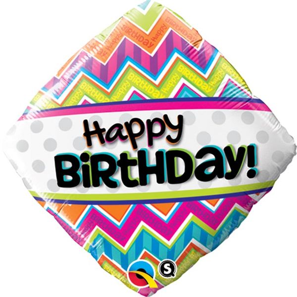 Qualatex 18 Inch Foil Diamond Birthday Chevron Patterns Balloon 1pack