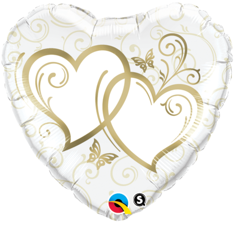Qualatex 18 Inch Foil Heart Ent Wined Hearts Gold Balloon 1pack