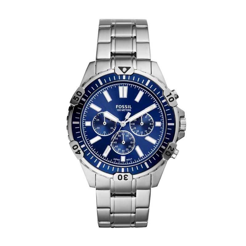 Fossil Garrett Chronograph Silver-Tone Stainless Steel Watch-FS5623 | Buy Online in South Africa 