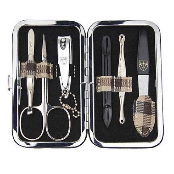 Kellermann 3 Swords Manicure Set BL 7858 P N Chequered Material - 6 Piece