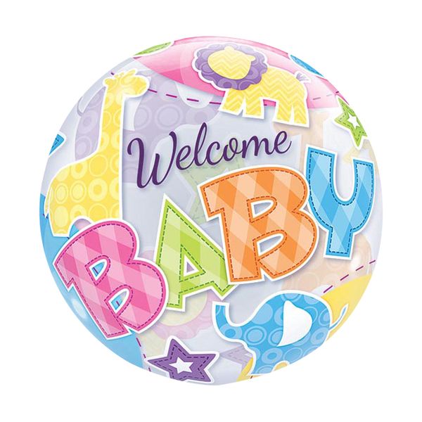 22 Inch Single Bubble Balloon -Welcome Baby Animal Patterns 1 Pack