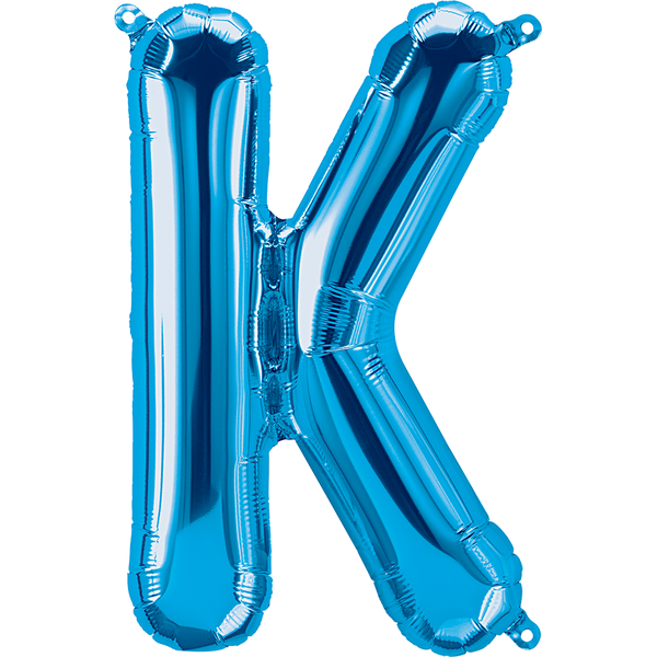 16 Inch Foil Blue Balloon Letter K - 1 Pack