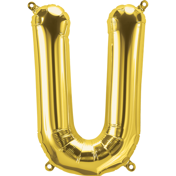 16 Inch Foil Gold Balloon Letter U - 1 Pack