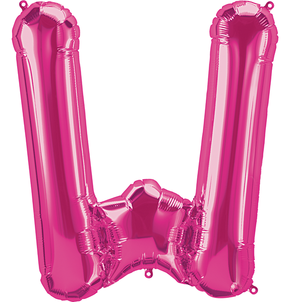 16 Inch Foil Magenta Balloon Letter W - 1 Pack