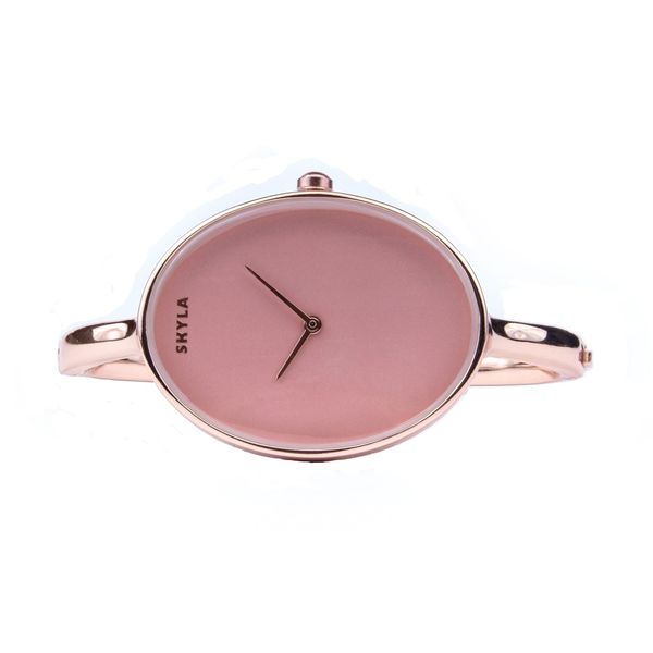 Skyla Jewels Ladies Oval Rose Gold Bangle Watch with Rose Gold Dial