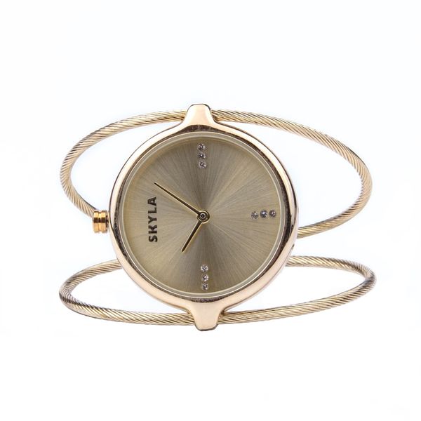 Skyla Jewels Ladies Dual Strand Bangle Watch in Silver with Silver Dial