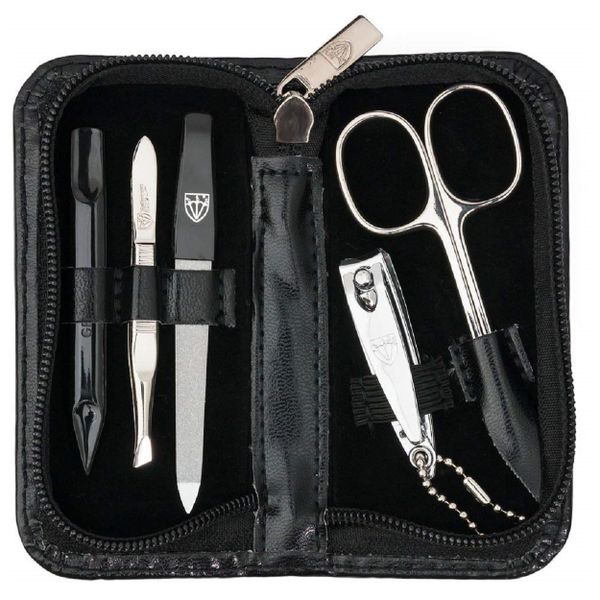 Kellermann 3 Swords Manicure Set BL 5212 MC N Faux Leather Black - 5 Piece