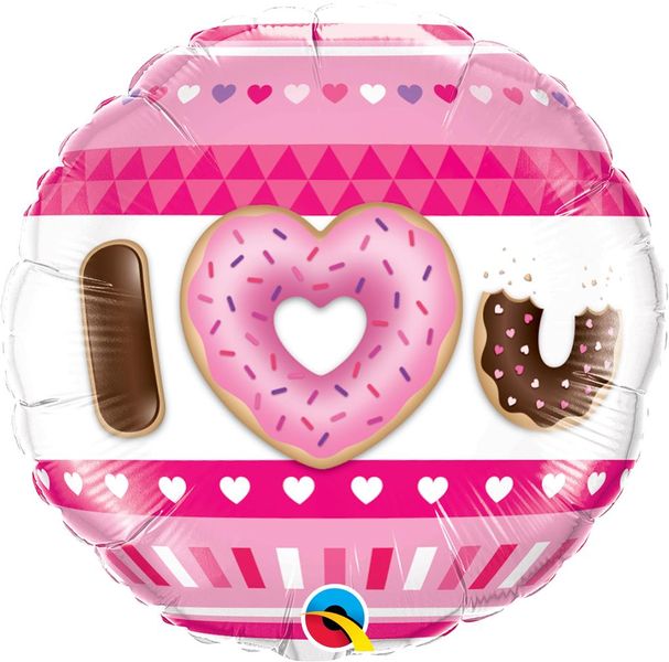 Qualatex 18 Inch Foil I Heart You Donuts Balloon 1 Pack