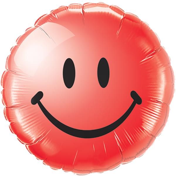 Qualatex 18 Inch Foil Round Smiley Face Red Balloon 1 Pack