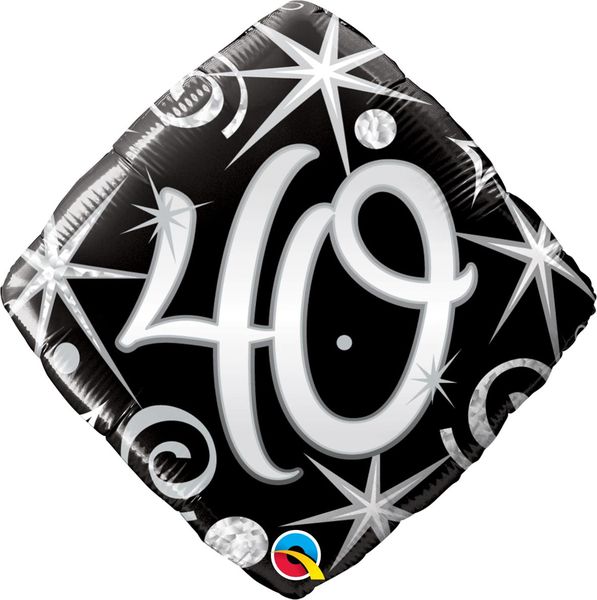 Qualatex 18 Inch Foil Balloon - Age 40 Elegant Sparkle &amp; Swirls 1 Pack