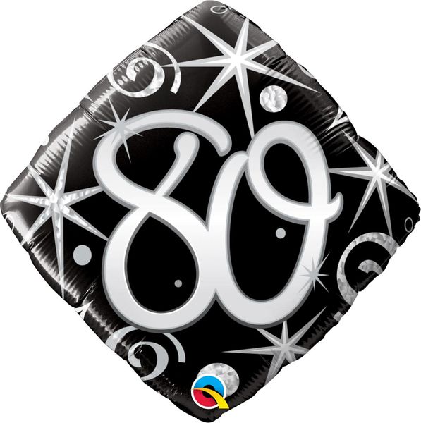 Qualatex 18 Inch Foil Balloon - Age 80 Elegant Sparkle&amp;Swirls 1 Pack